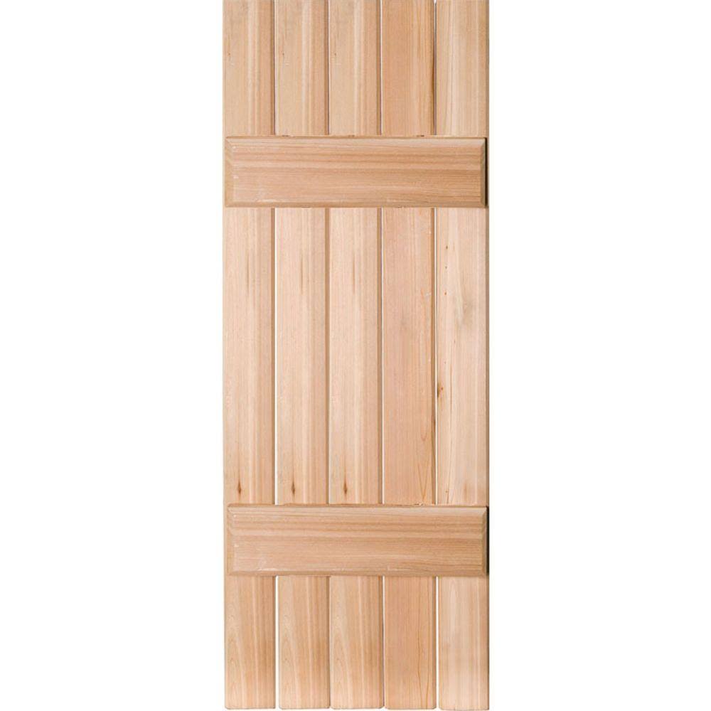 18 in. x 38 in. Real Wood Sapele Mahogany Board and Batten Shutters Pair Unfinished U631