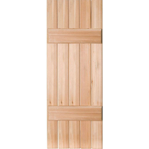 18 in. x 38 in. Real Wood Sapele Mahogany Board and Batten Shutters Pair Unfinished U631