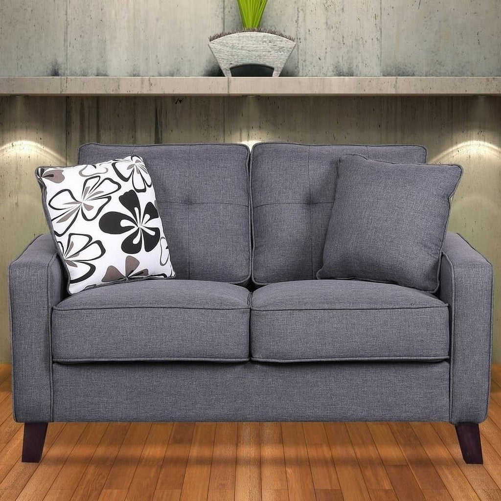 Beige Linen Upholstered Tufted Loveseat T754854