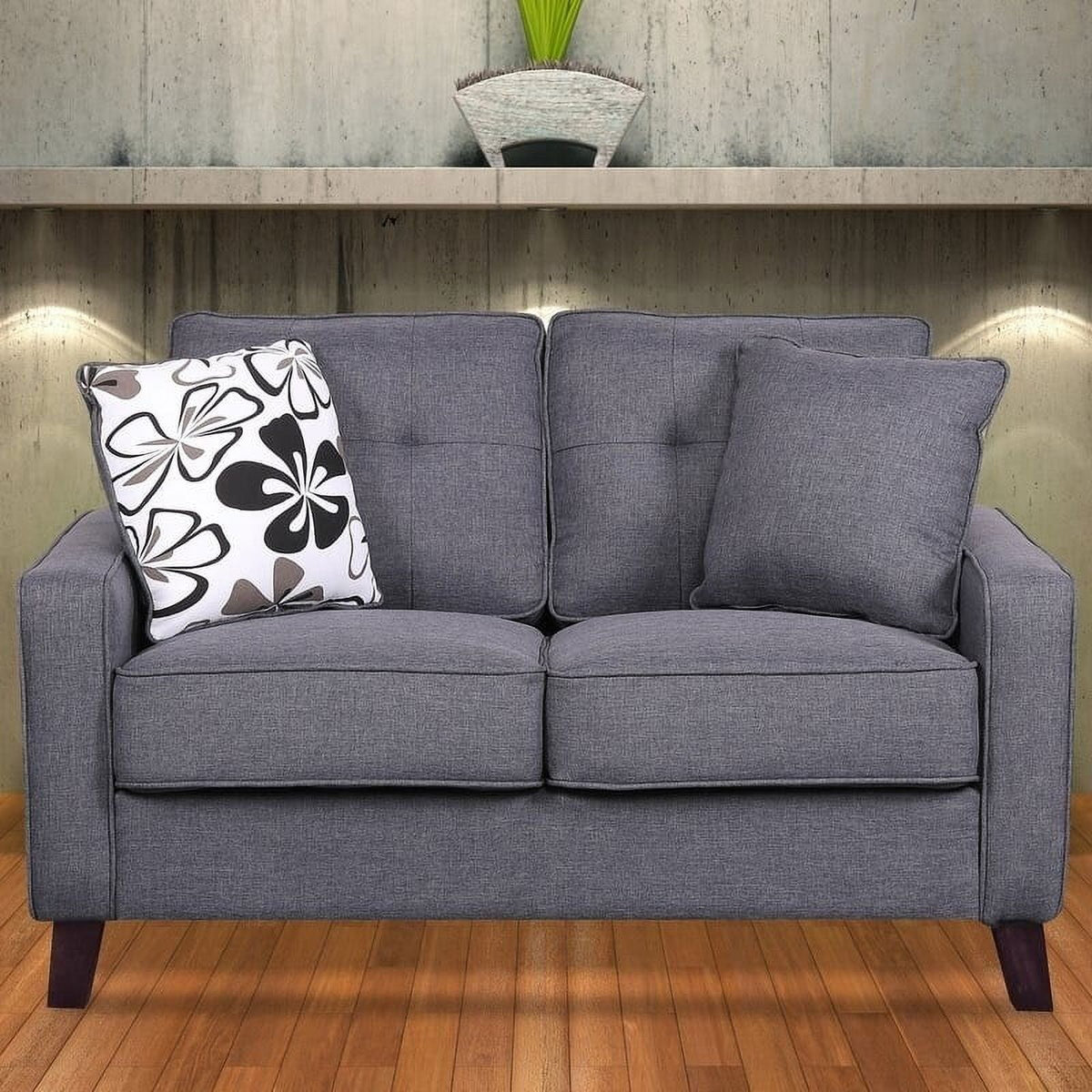 Beige Linen Upholstered Tufted Loveseat T754854