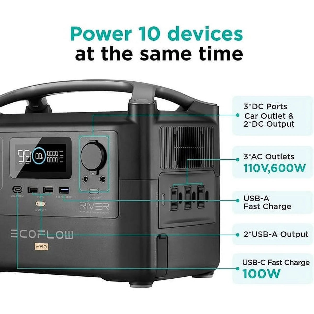 Portable Power Station 720Wh Solar Generator 600W H163