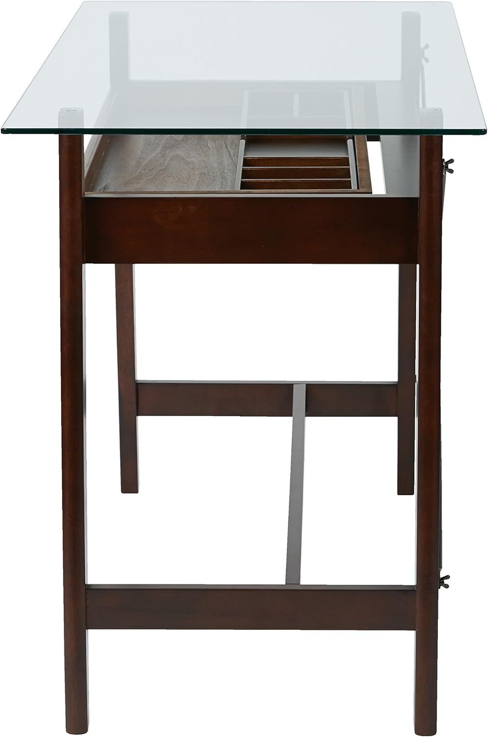 42-Inch Solid Wood Computer Desk with Tempered Glass Top, Espresso Finish X830