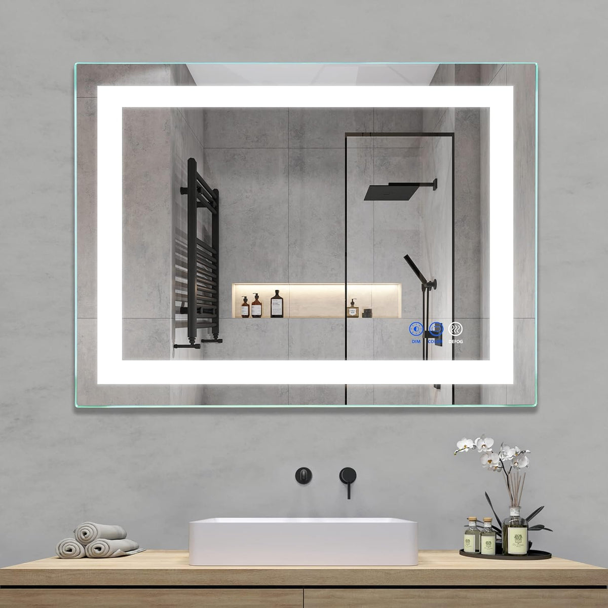 32x 24 LED Bathroom Mirror, Anti-Fog, Dimmable, Color Temperature Adjustable 3000-6000K I46578