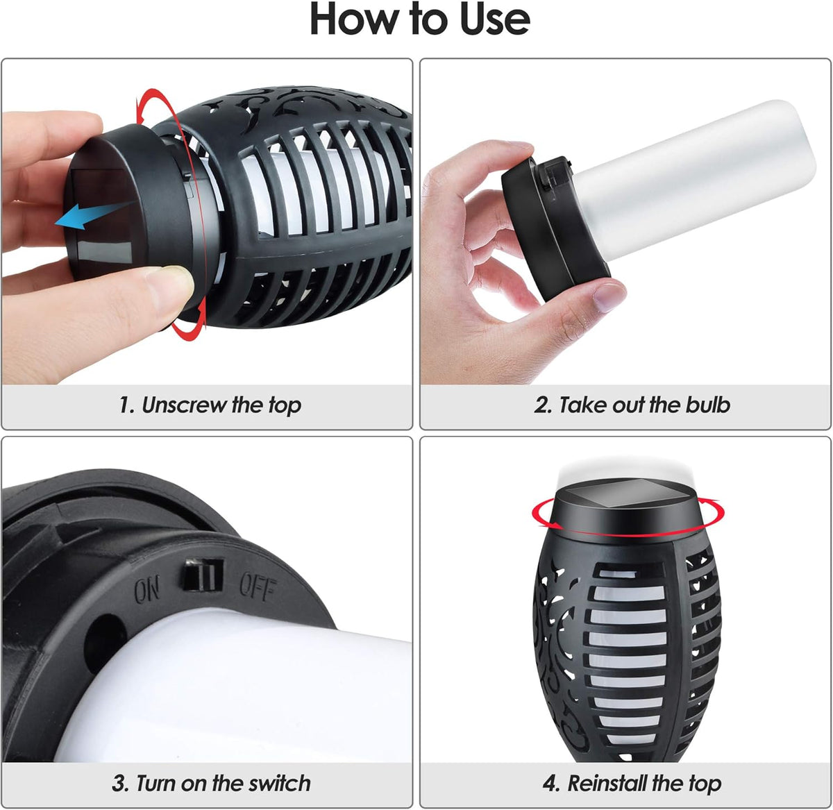 Solar Torch Lights Outdoor Garden Lawn Lights with Realistic Flickering Flames N587