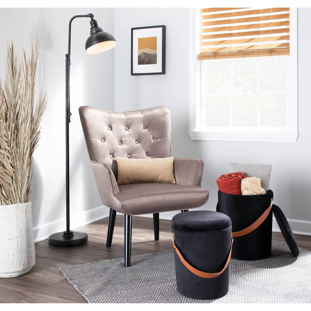 Green Satin Accent Chair with Wooden Legs U6124