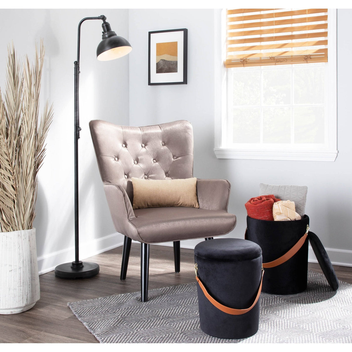 Green Satin Accent Chair with Wooden Legs U6124