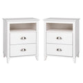 2 Piece White 2 Drawer Solid Wood Nightstand Set O381