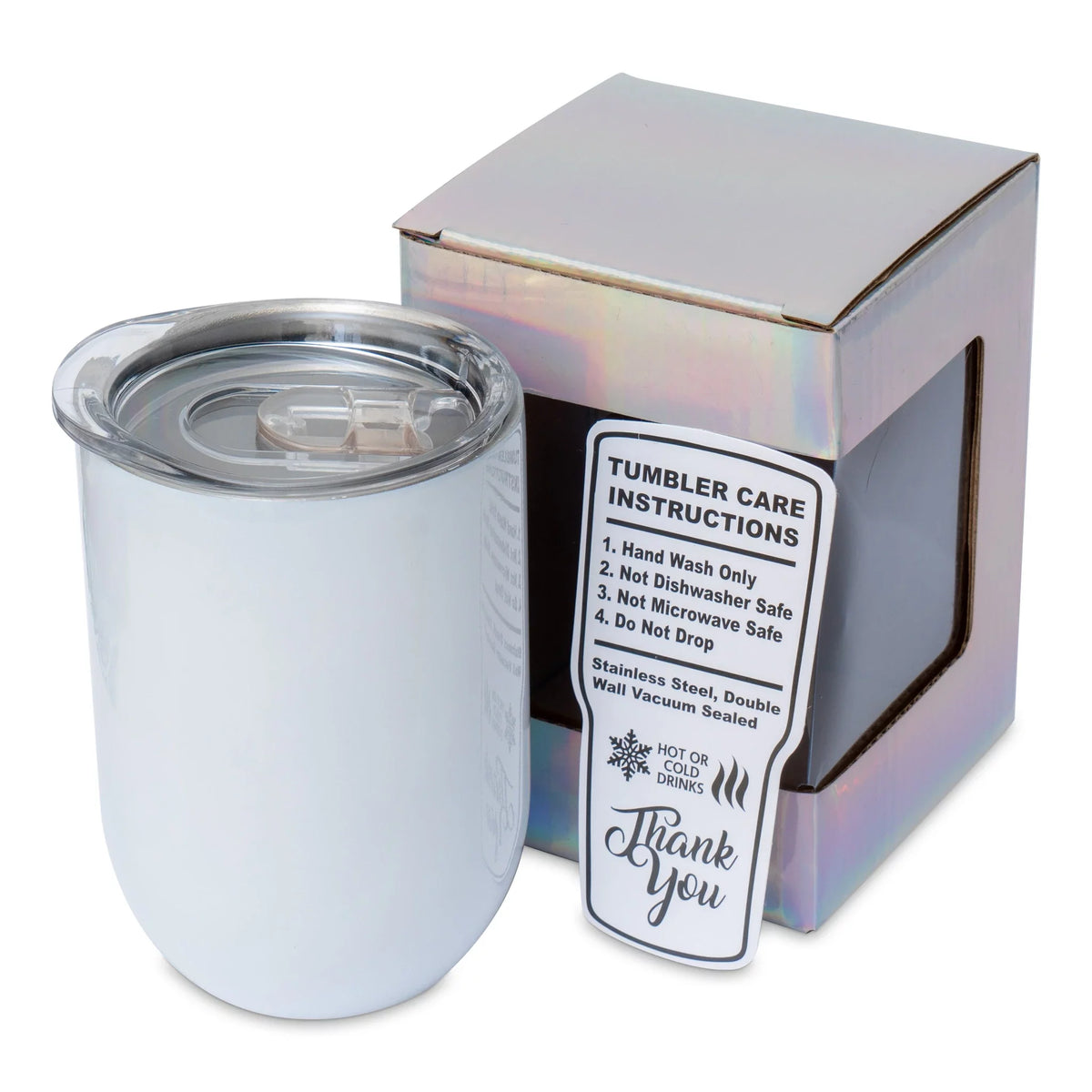 White 12oz Stainless Steel Insulated Travel Tumbler with Lid V812