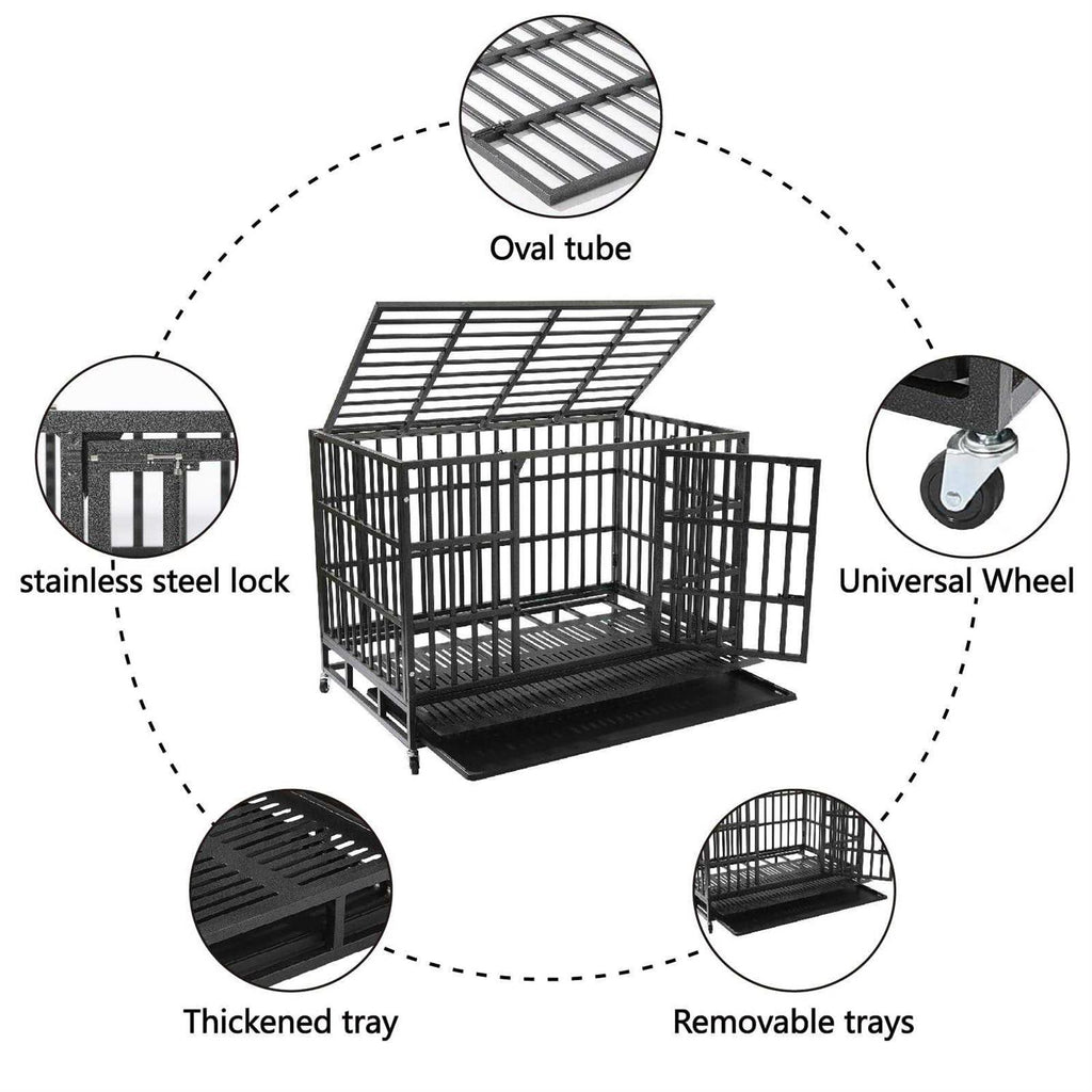 48 Inch Heavy Duty Dog Crate with Wheels D908697