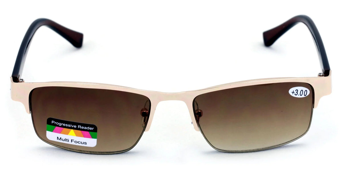 Metal Rectangular Progressive Trifocal Sunglasses Reading Glasses Z915