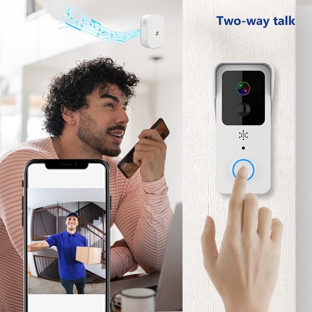Wireless Video Doorbell Camera 1080p HD, 32GB SD Card, 2.4/5 GHz WiFi, 2-Way Audio, Pack of 2 O99165
