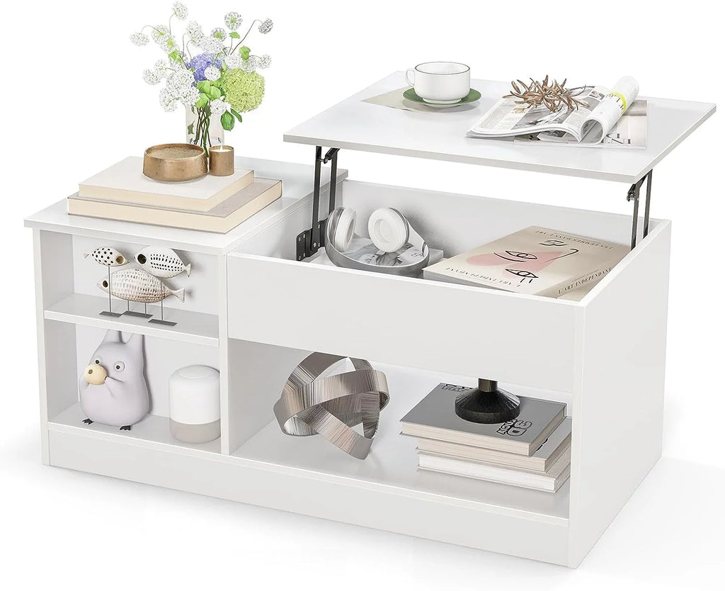 Lift-Top Coffee Table with Compartments Wood Rectangular G317703