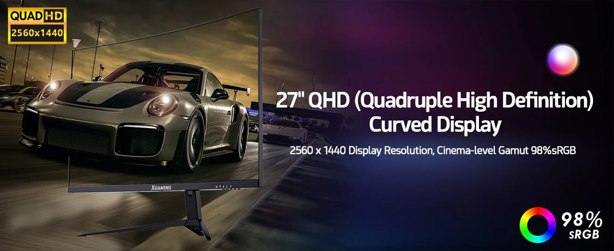 27-inch 165Hz Curved Gaming Monitor, 1440p QHD HDR Computer Monitor, Metal Black J52794