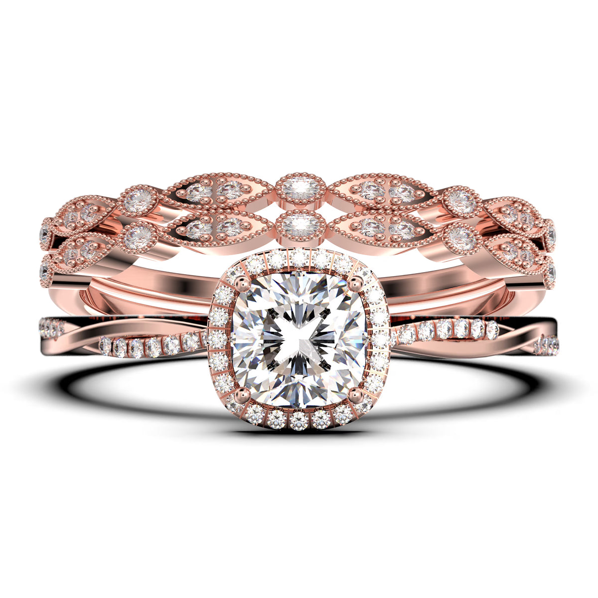 10k Solid White Gold Diamond Moissanite Engagement Ring B2816