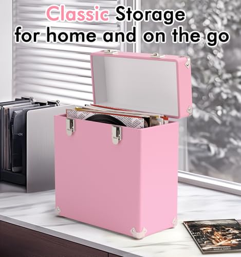 Vinyl Storage and Carrying Case Waterproof Portable Organizer Holds 50 7-12 Inch Records O756419