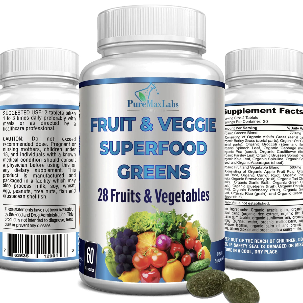 Superfood Greens 28 Fruits and Vegetables 60 Tablets P491