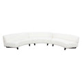 Modular Curved Armless Sofa in Faux White Shearling with Black Wood Leg Base, 3 Piece V599