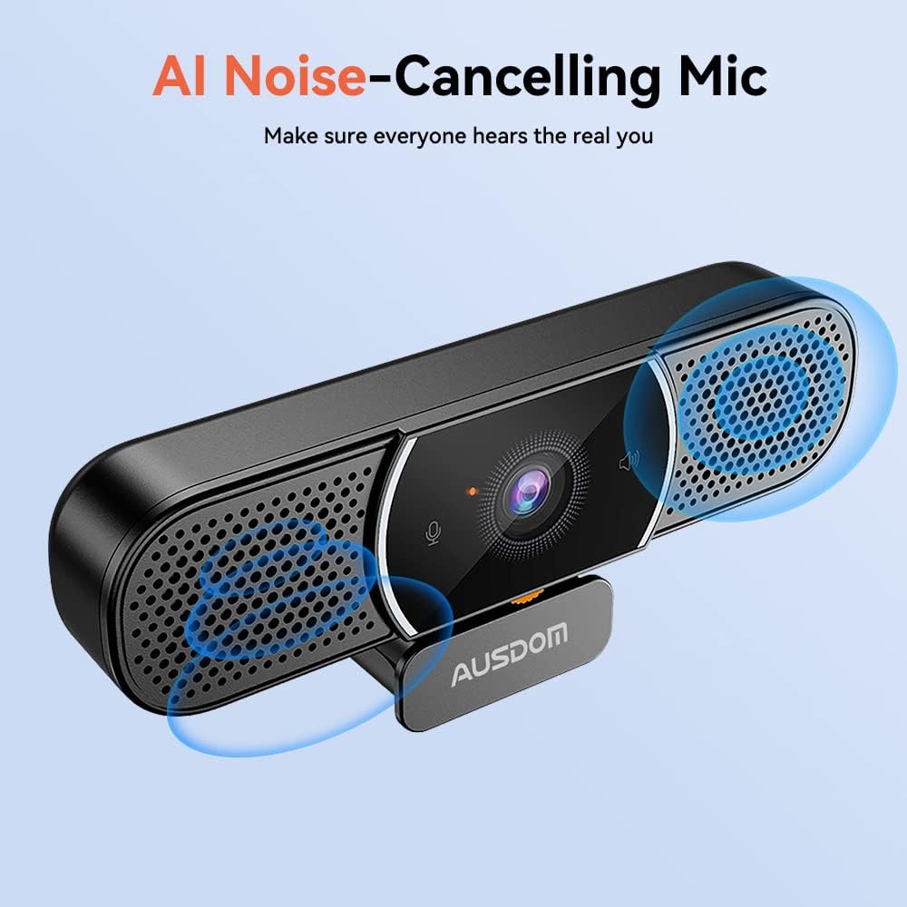 2K Webcam with Microphone and Speaker, Privacy Cover, USB Computer Camera, Pack of 2 C497