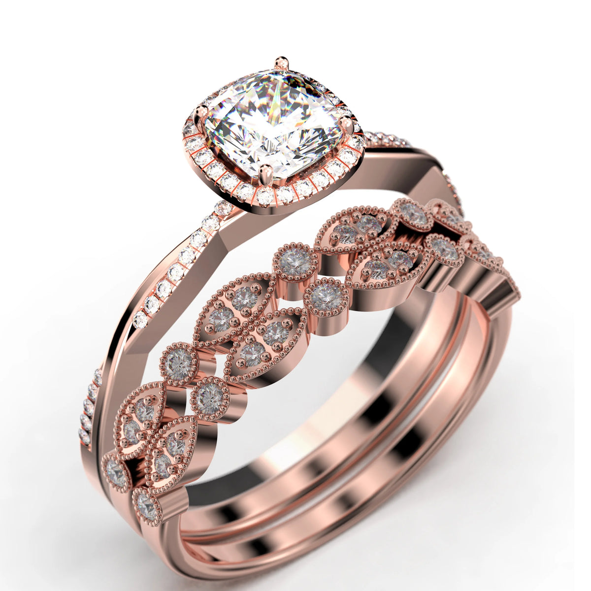 10k Solid White Gold Diamond Moissanite Engagement Ring B2816