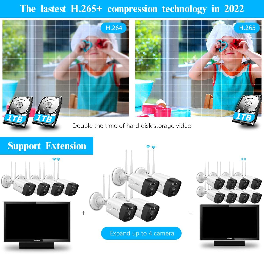 3K 5.0MP Wireless Security Camera System with 1TB Hard Drive K8558