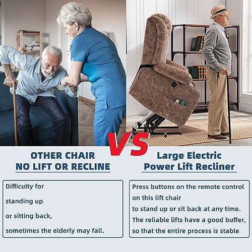 Gray Fabric Power Lift Recliner Chair with Massage and Heat J204