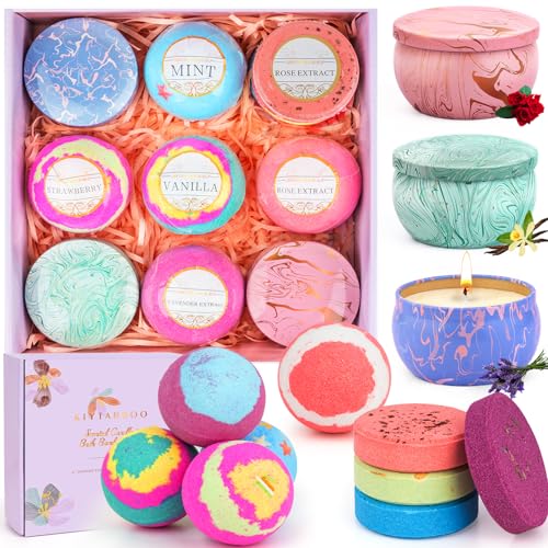 5 Large Bath Bomb Set with 4 Shower Steamers & 3 Candles U12192