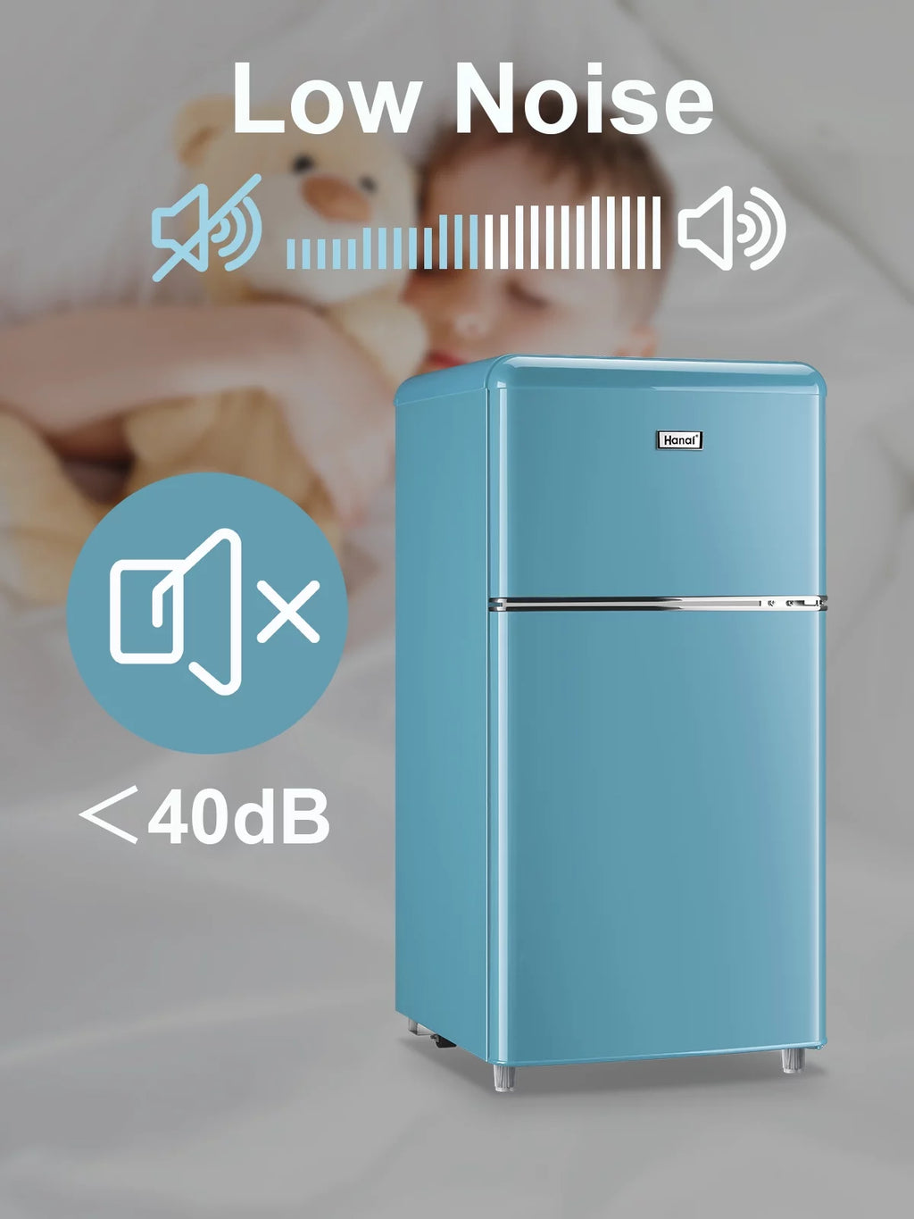 3.2 Cubic Feet Retro Dual Door Mini Fridge with Freezer G64201