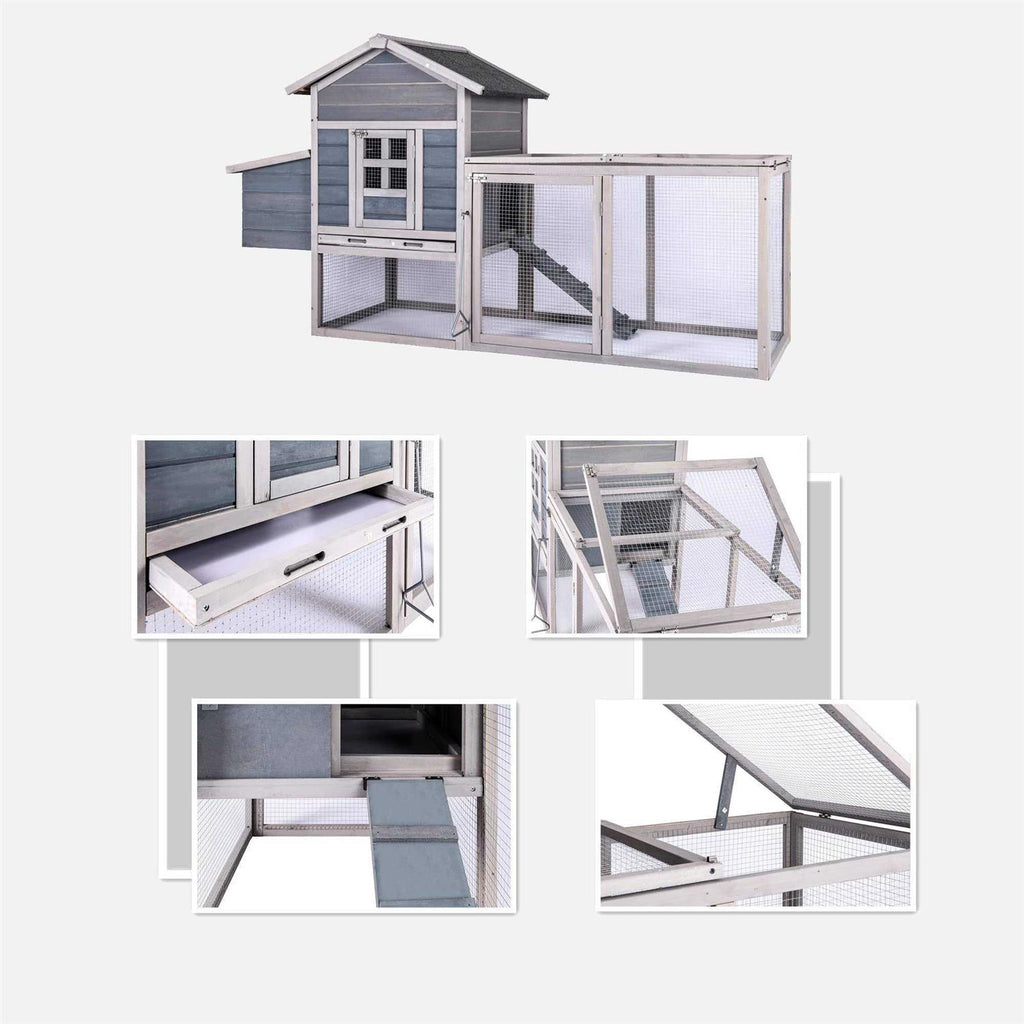 Wooden Chicken Coop with Ramps A1708