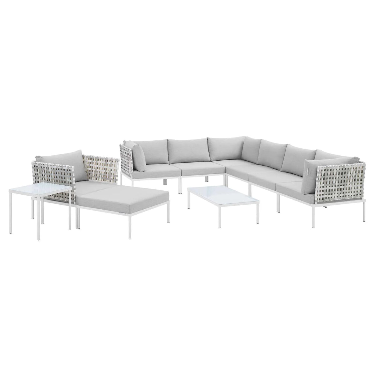 10-Piece Aluminum Outdoor Sectional Sofa Set in Taupe Gray K7680