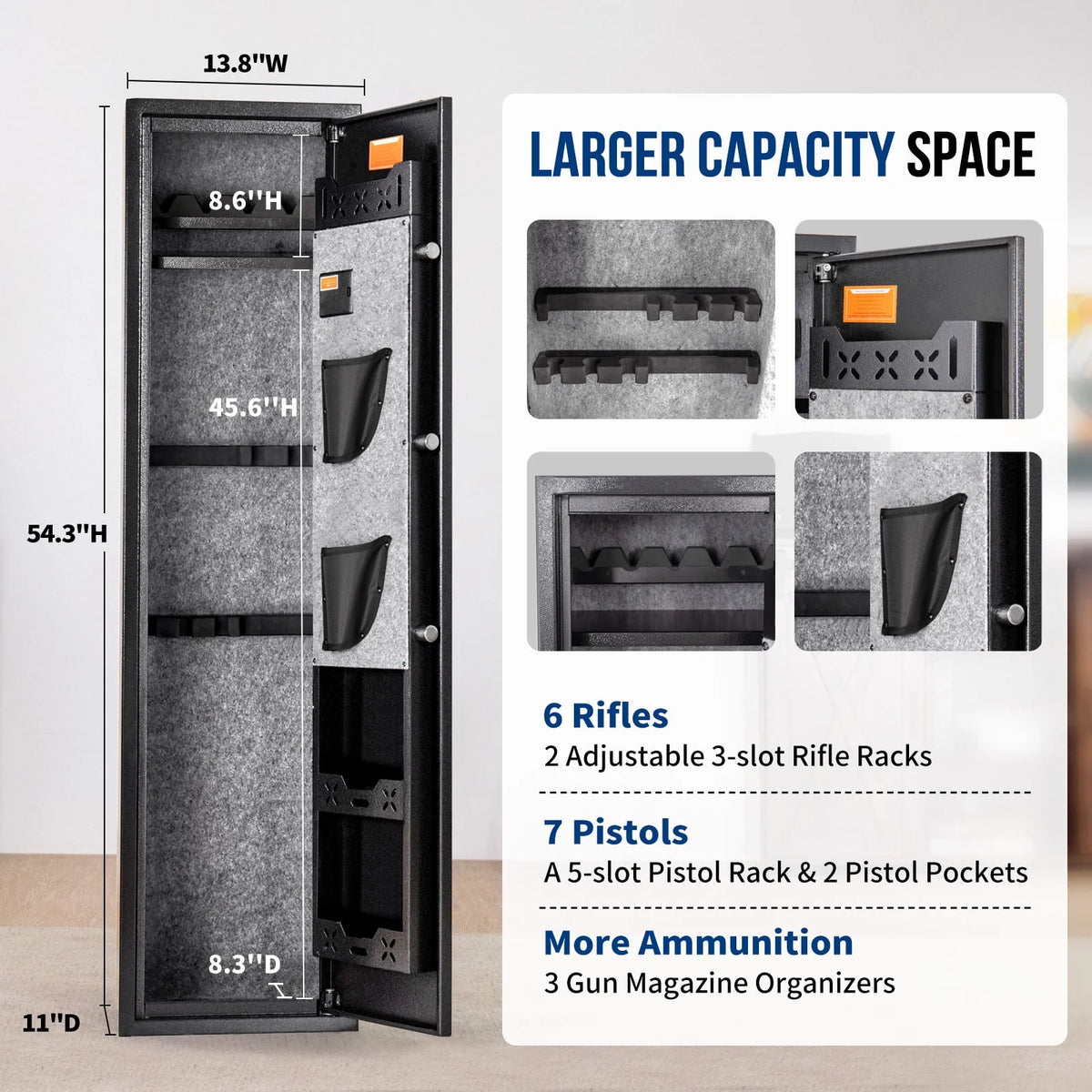 Large Fingerprint Biometric Gun Cabinet N354
