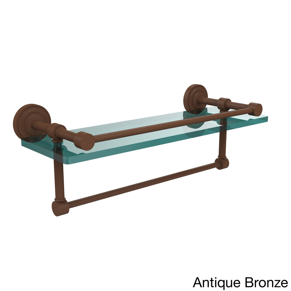 Satin Chrome Gallery Glass Shelf with Towel Bar T75411