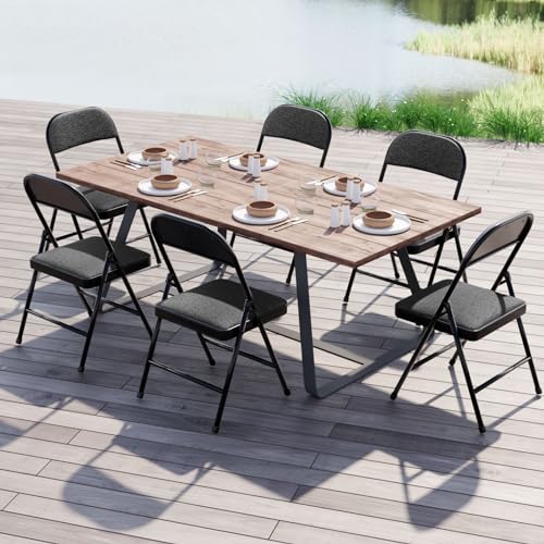 4 Pack Folding Chairs with Padded Cushion and Back D779024