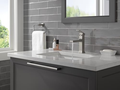 Matte Black 1 Hole Bathroom Faucet with Push-Pop Drain F86095