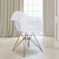 2 Pack Transparent Side Chair with Arms and Gold Base I97748