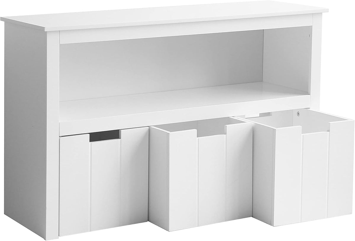 White Toy Box Organizer Storage Chest with Wheels R29760