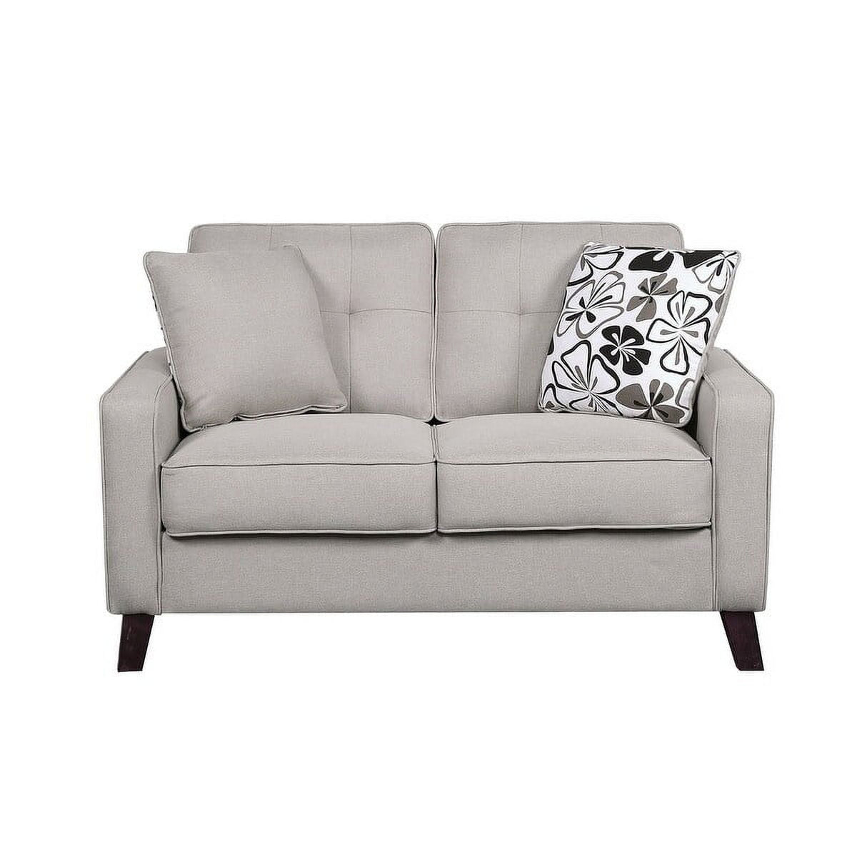 Beige Linen Upholstered Tufted Loveseat T754854