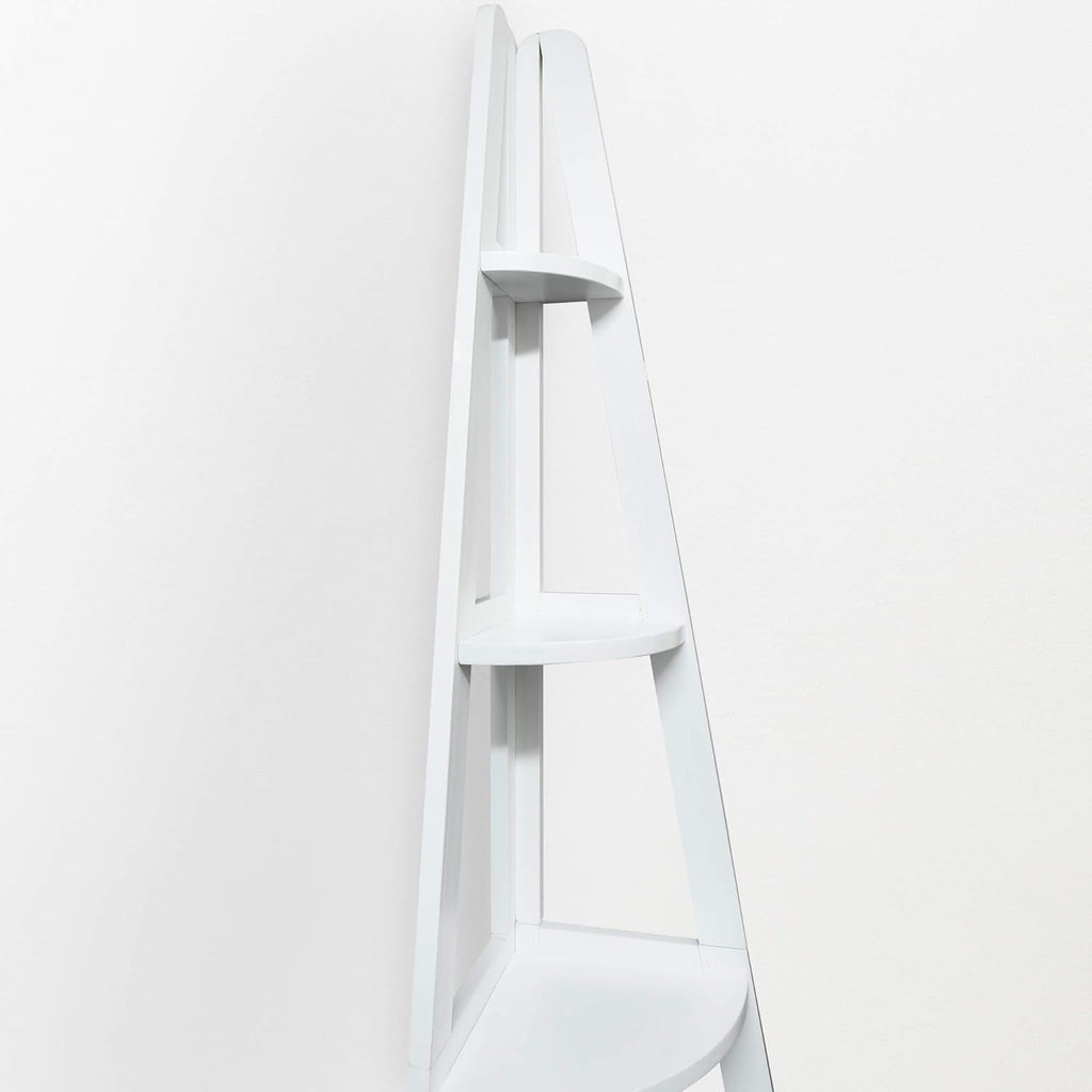 White 5-Shelf Corner Ladder Bookcase O2983