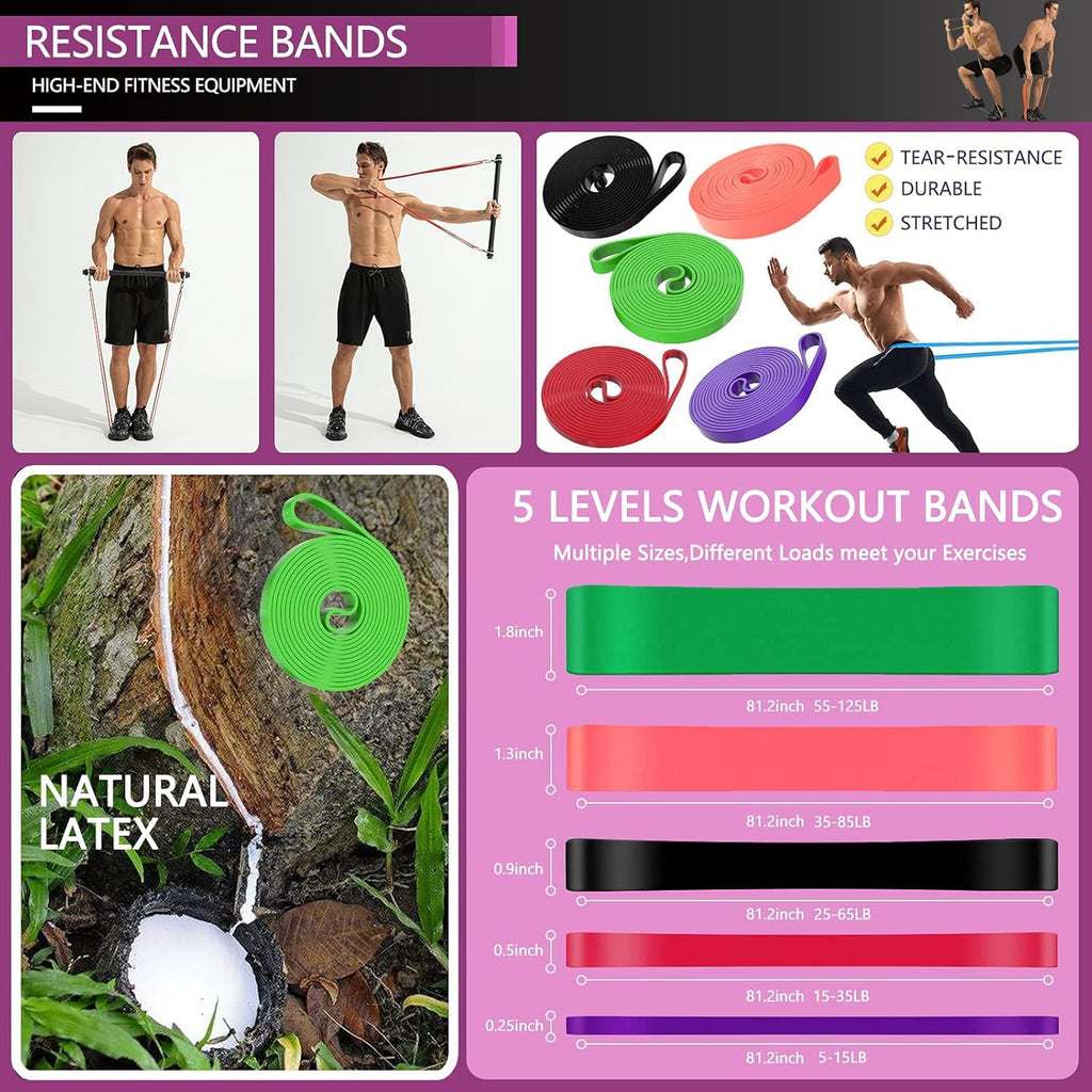 Resistance Bands Bar Set with 5 Resistance Bands Z963