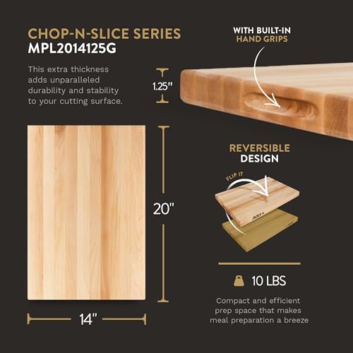 Reversible Wood Cutting Board, 18" x 12" x 1 1/4", Maple D5458