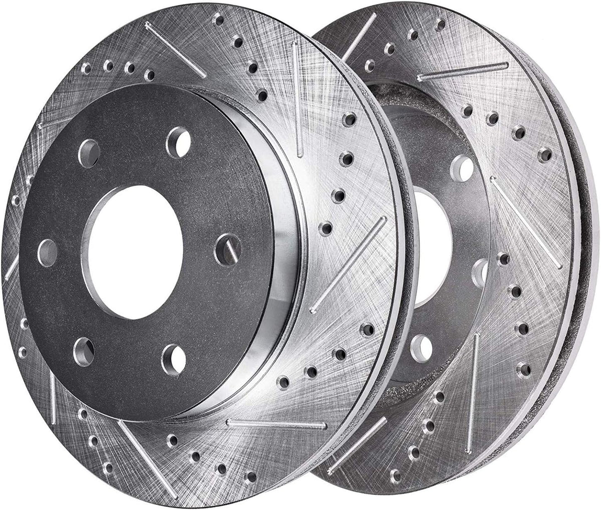 4WD Front Drilled and Slotted Disc Rotors Brake Pads 6pc Set C772