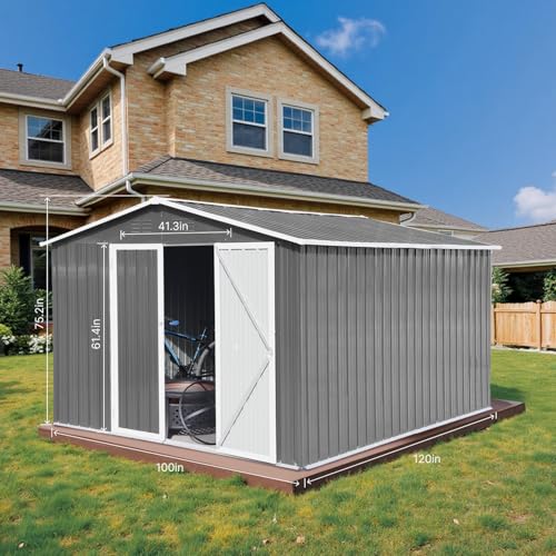 Grey Metal Outdoor Storage Shed X46364