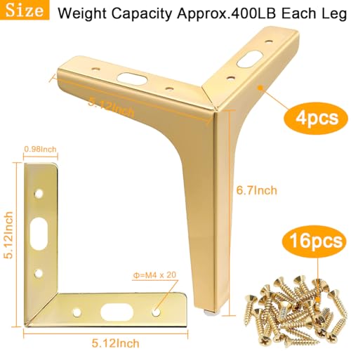 4 PCS Gold Metal Furniture Legs R763