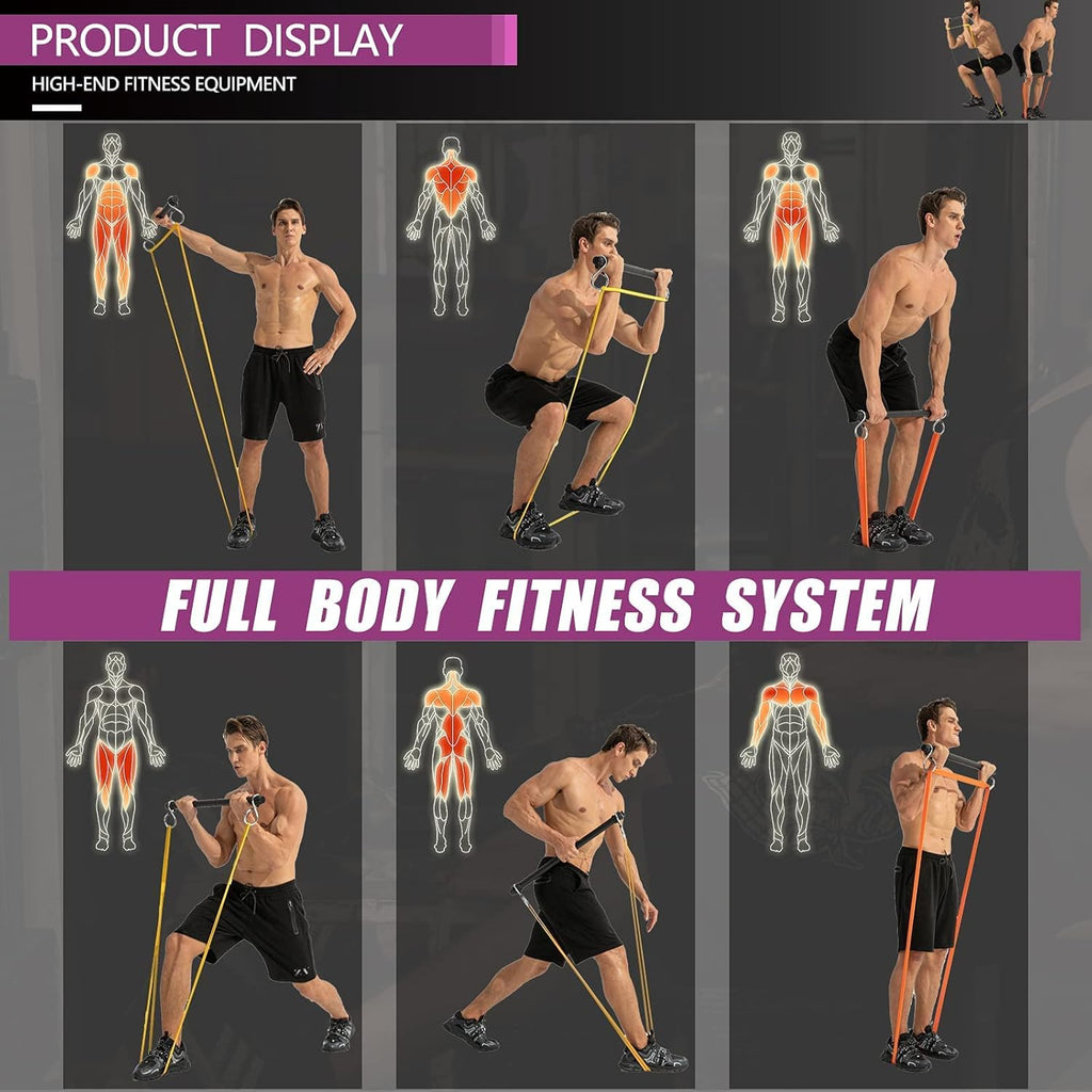 Resistance Bands Bar Set with 5 Resistance Bands Z963