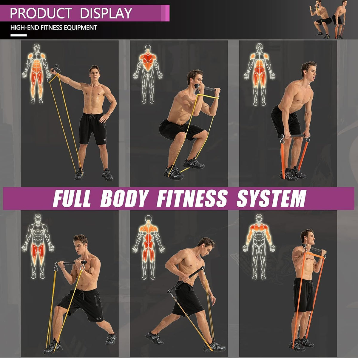 Resistance Bands Bar Set with 5 Resistance Bands Z963