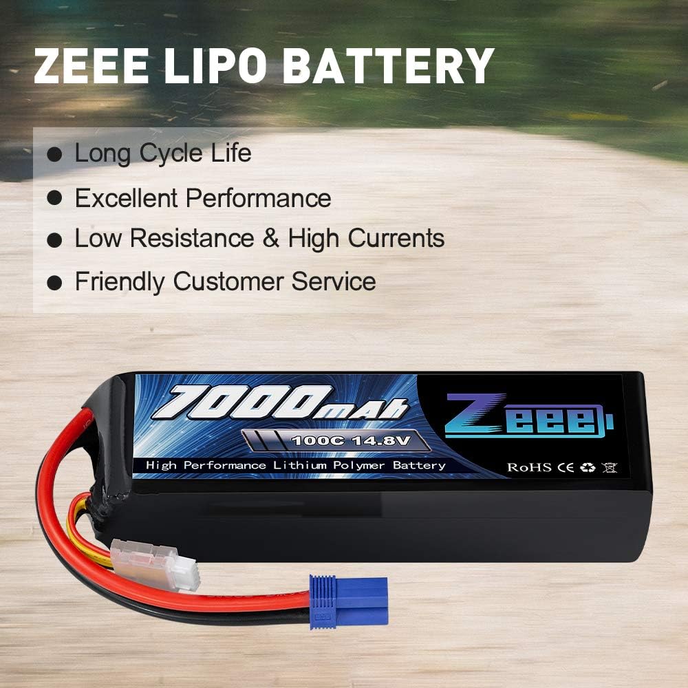 14.8V 4S 100C 7000mAh Lipo Battery with EC5 Connector 2 Pack V4420