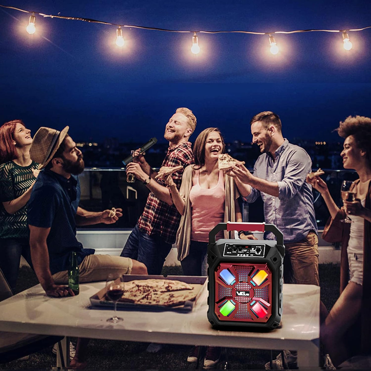Karaoke Machine with Wireless Microphone and LED Lights Q726