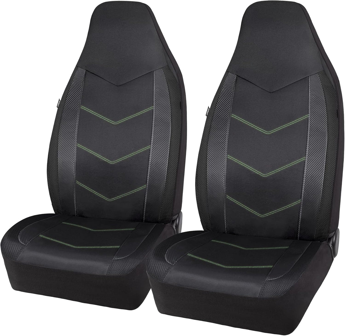 High Back Car Seat Covers Carbon Fiber Mesh Airbag Compatible 2PCS P3619