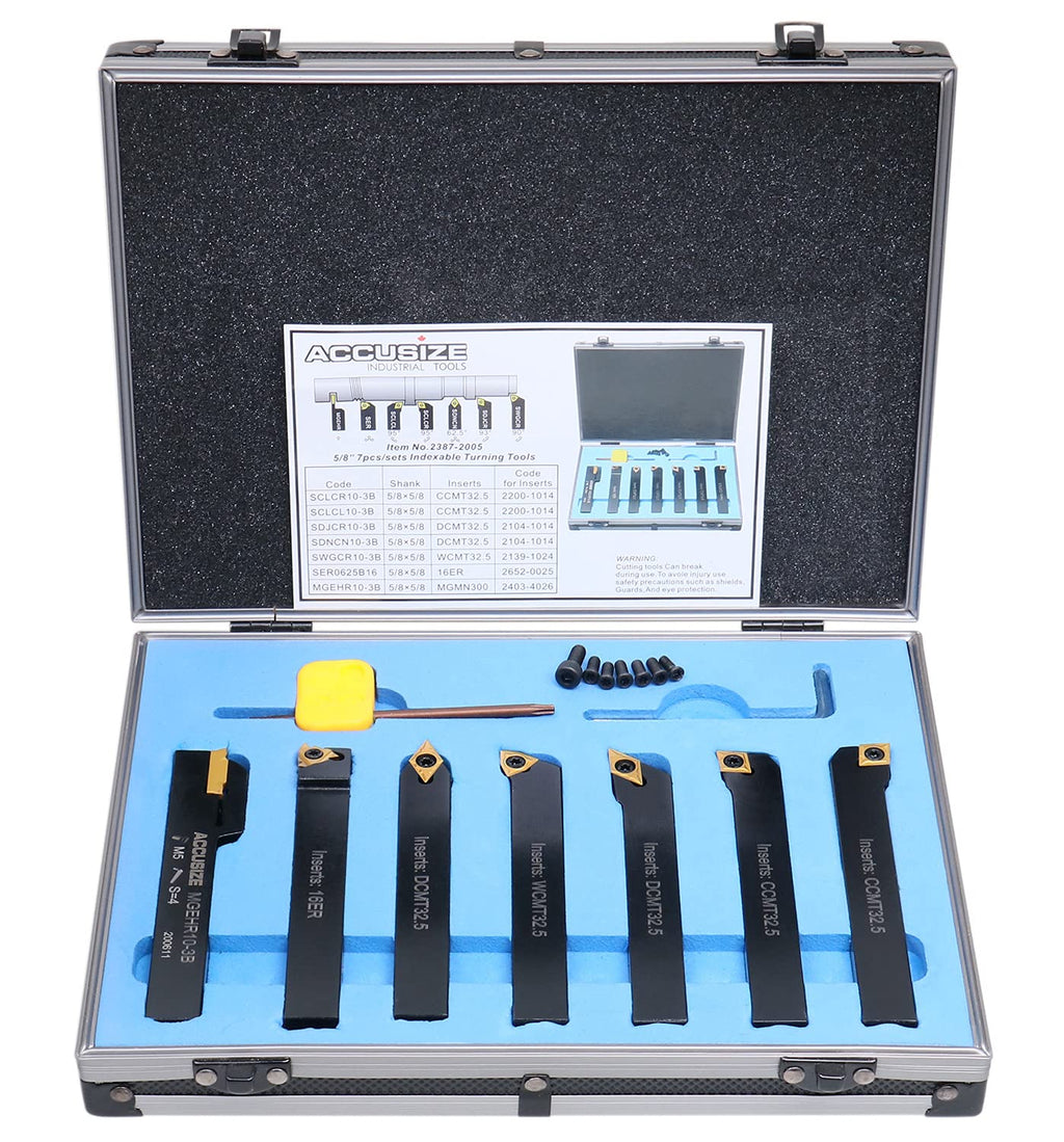 5/8'' Shank 7 Pc Indexable Carbide Turning Tool Set M996056