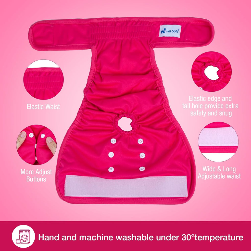 Soft Washable Female Dog Diapers (3 Pack, S) O938