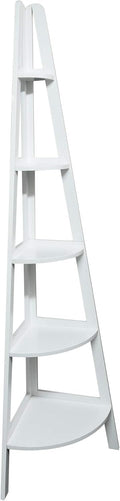 White 5-Shelf Corner Ladder Bookcase O2983